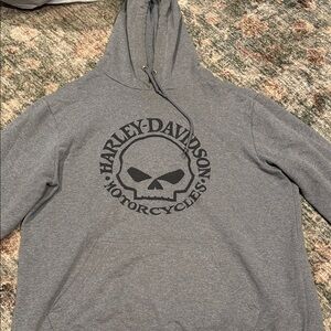 Harley-Davidson Gray Pullover Hoodie with Skull Logo